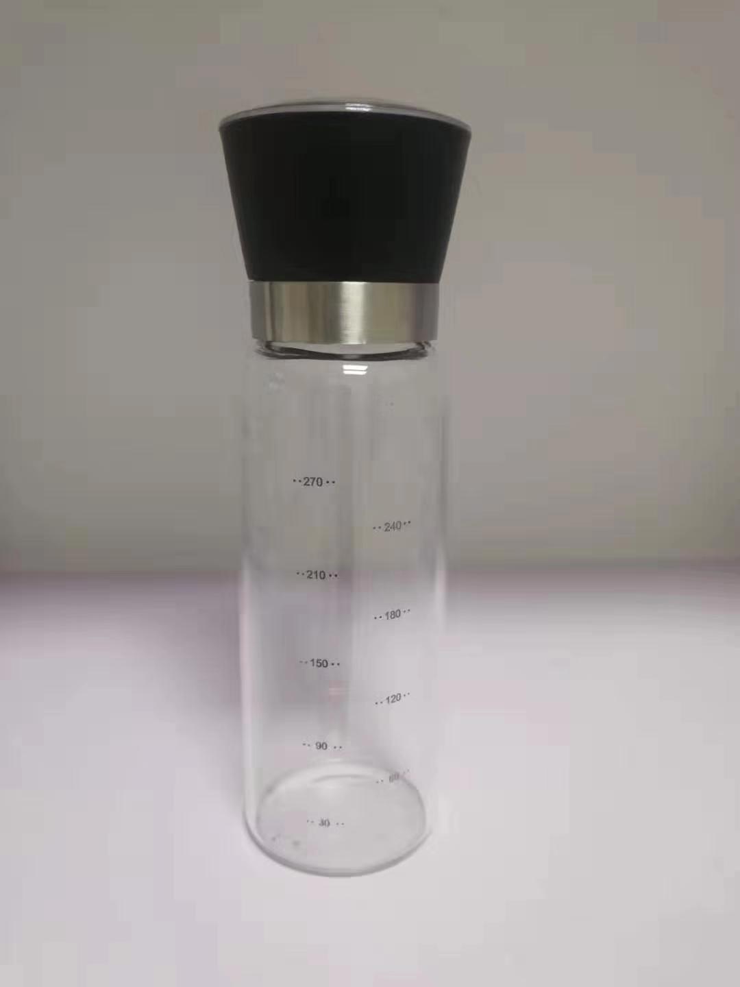 300ml 超大胡椒磨 带刻度手动研磨器 超大胡椒盐研磨器 新款胡椒磨 大容量 高硼硅瓶子厂家批发 