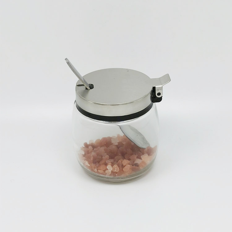 批发厨房调料盒盐罐调味罐家用玻璃罐子套装带不锈钢盖子及勺子